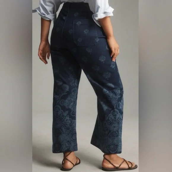 Maeve Dark Blue Colette Shu Cropped Wide Leg Jeans - Picture 3 of 9